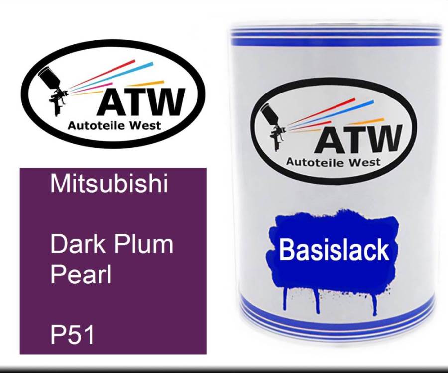 Mitsubishi, Dark Plum Pearl, P51: 500ml Lackdose, von ATW Autoteile West.